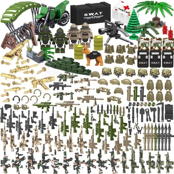 Military Weapon Pack Toy Set - 200+ Pieces - STEM Gift for Boys