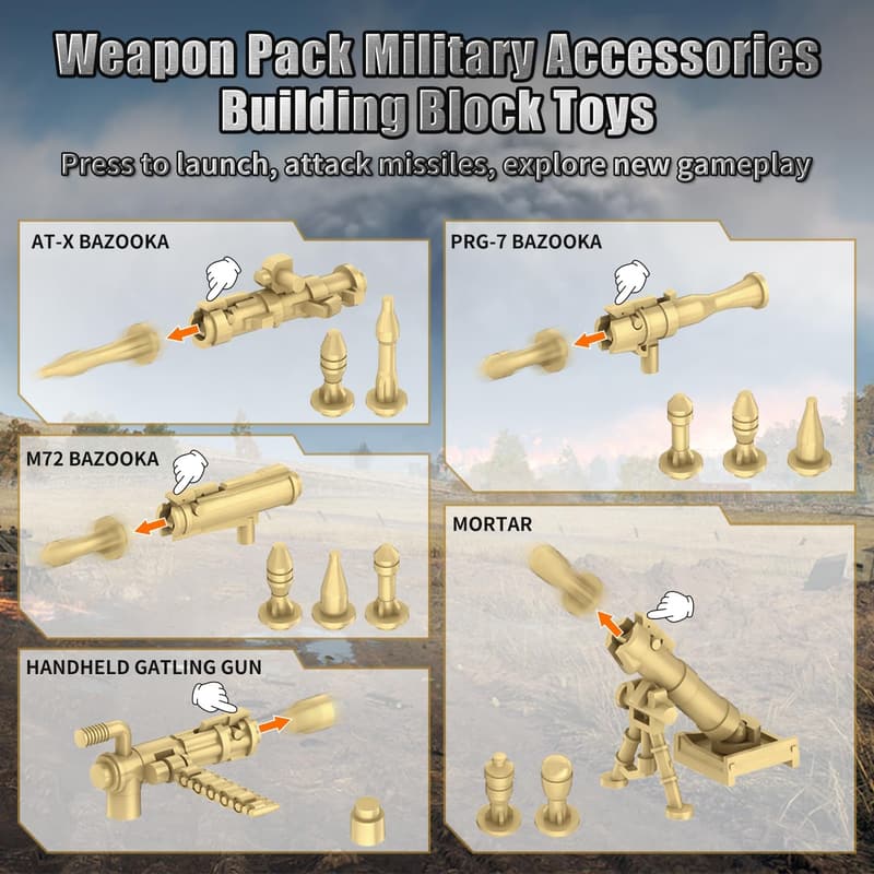Military Weapon Pack Toy Set - 200+ Pieces - STEM Gift for Boys