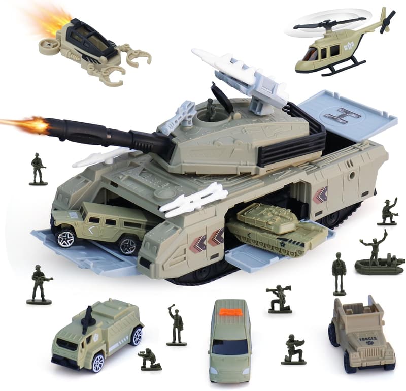 Army Toy Set with 7 Vehicles – Birthday Gift for Boys Age 4-7