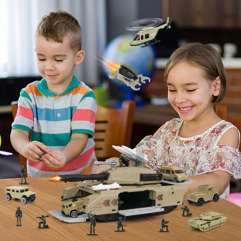 Army Toy Set with 7 Vehicles – Birthday Gift for Boys Age 4-7
