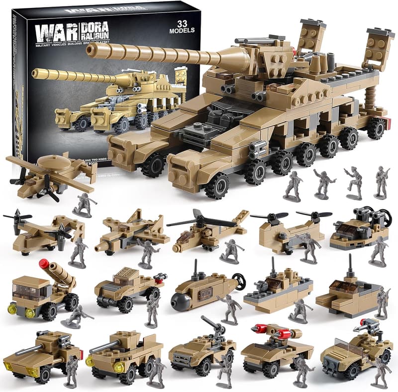 STEM Toy Building Set: German Dora Cannon & Military Tanks