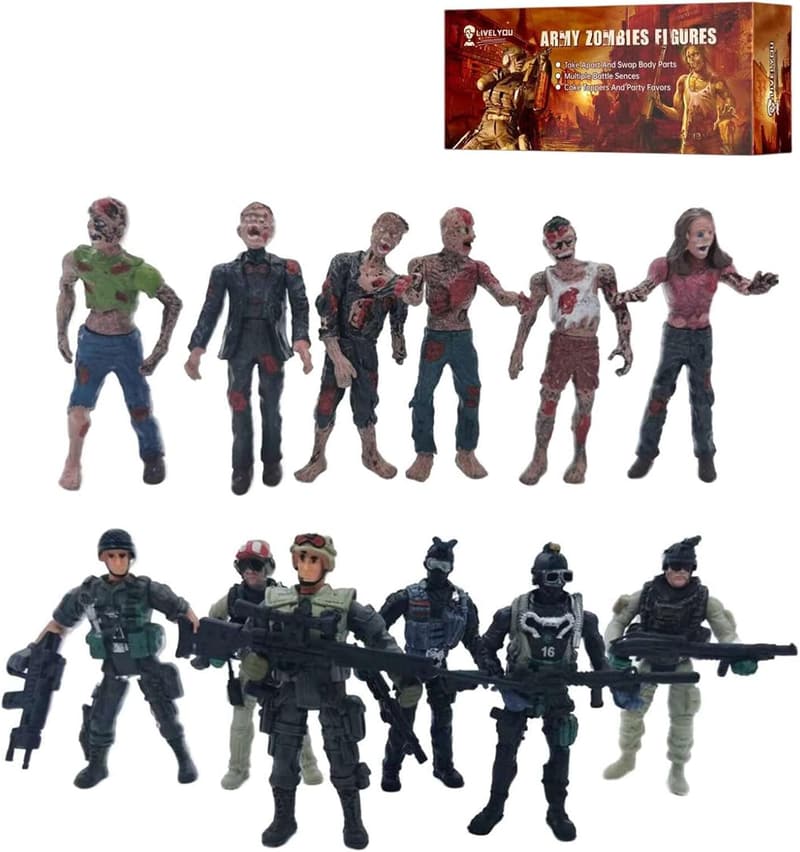 Zombie Battle Action Figure Playset for Kids & Adults (12PCS)
