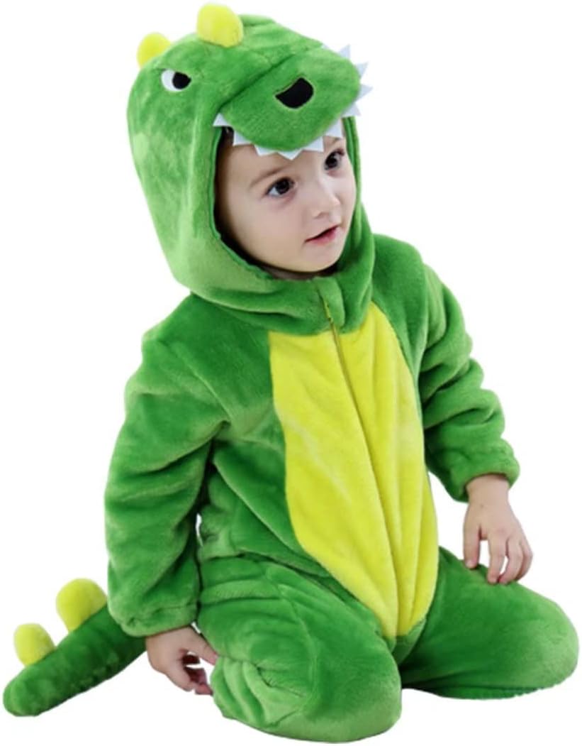 Halloween Toddler Green Dinosaur Cosplay Romper Outfit