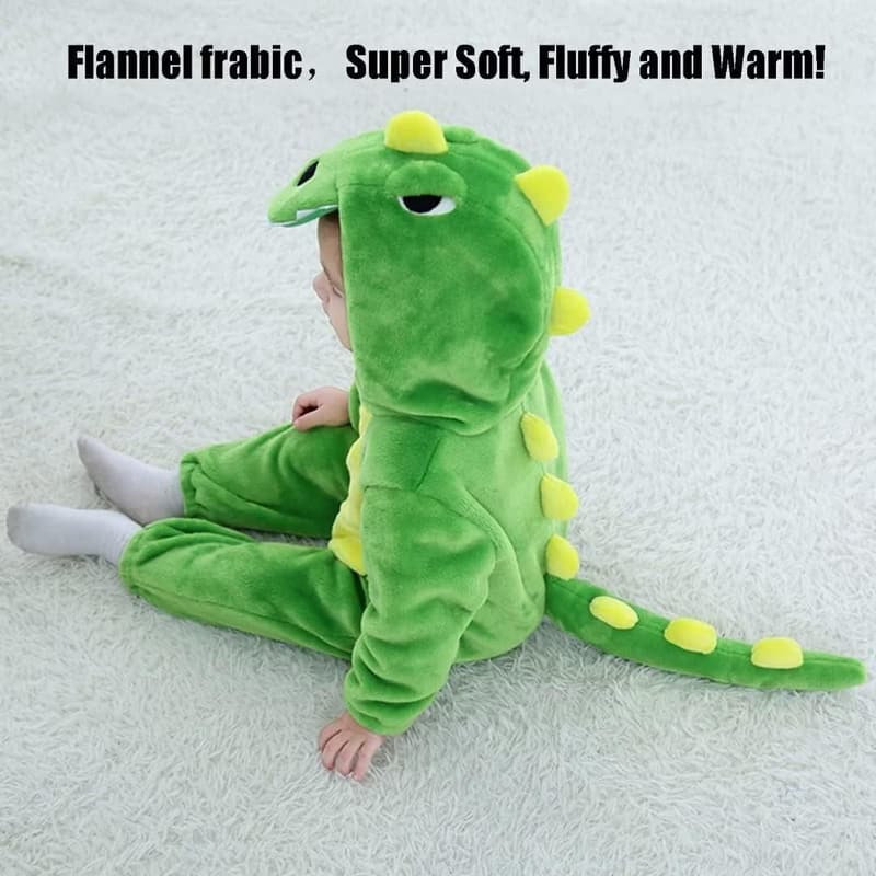 Halloween Toddler Green Dinosaur Cosplay Romper Outfit