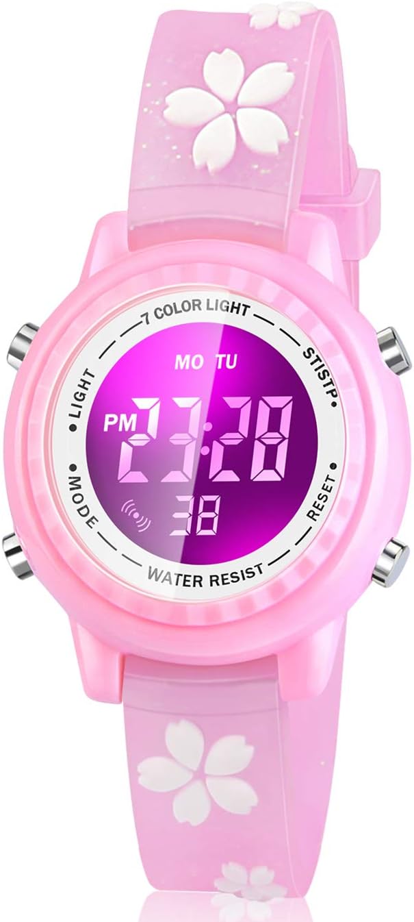 Waterproof LED Kids Watch with Alarm for Ages 3-10