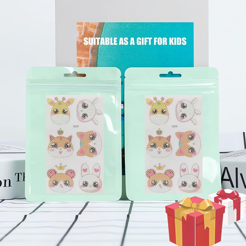 Animal Mosaic Diamond Art Kits for Kids Ages 4-12 - 6pcs
