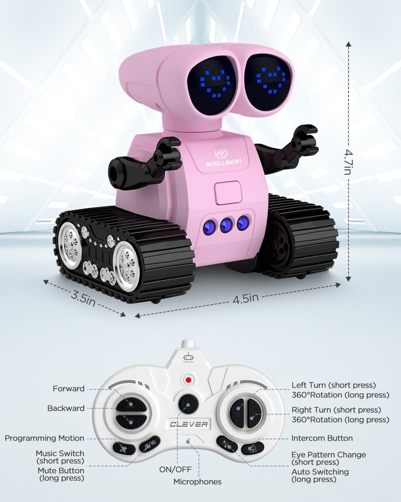 Rechargeable Remote Control Robot Toy with Walkie Talkies for Kids