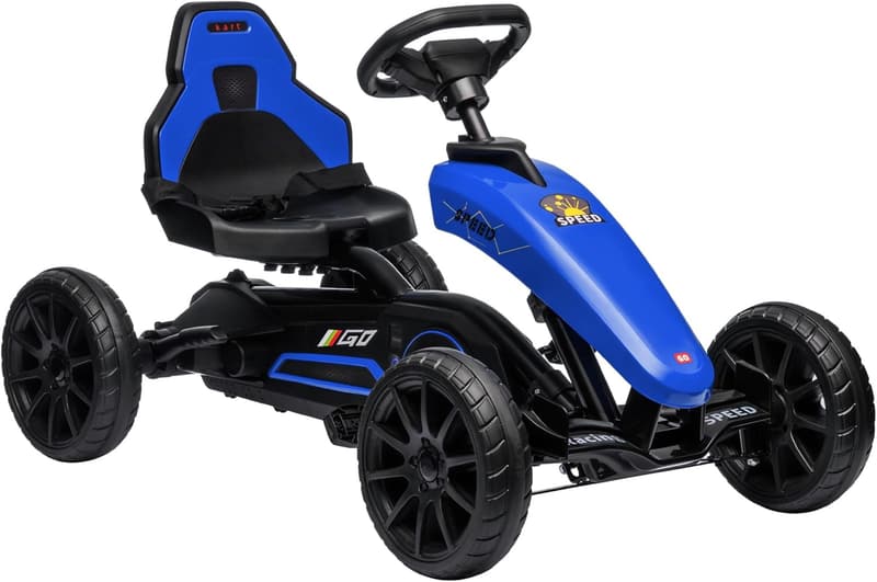 Kids Pedal Go Kart with Adjustable Seat & Handbrake, Blue