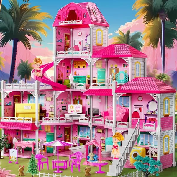 DIY Pretend Playset with Dolls & Accessories for Girls 2-7