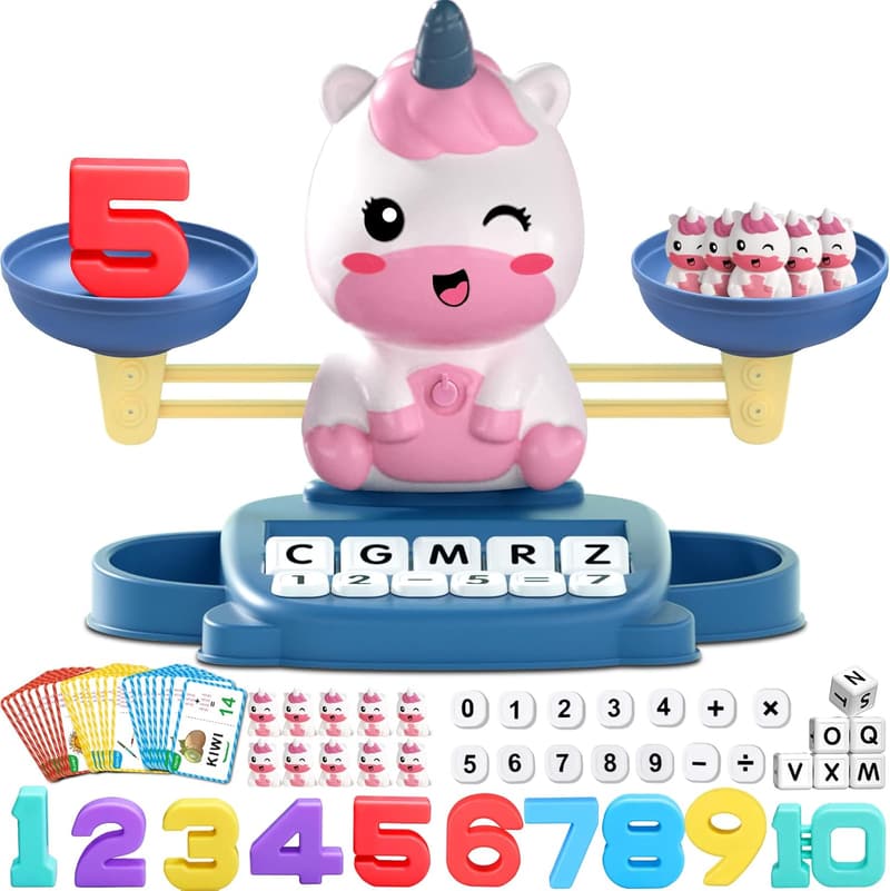 Unicorn Math Balance Toy for Kids - Montessori Educational Gift