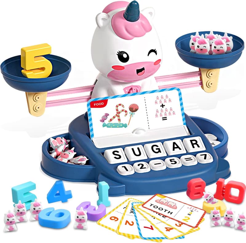 Unicorn Math Balance Toy for Kids - Montessori Educational Gift