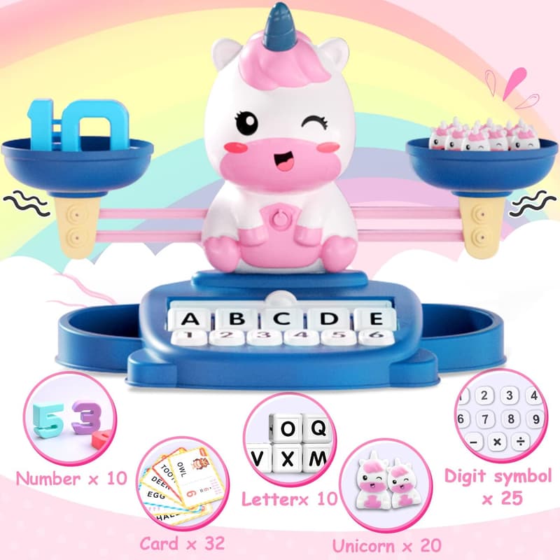 Unicorn Math Balance Toy for Kids - Montessori Educational Gift