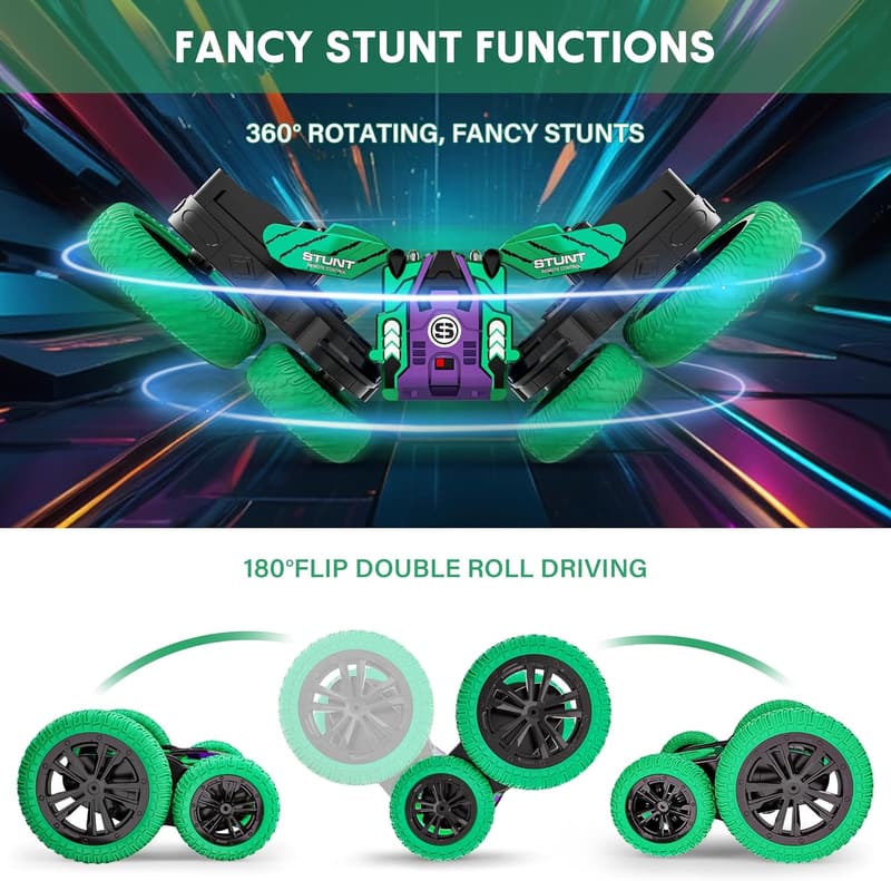 4WD Off-Road Stunt RC Car with 360° Flips - Rechargeable Toy for Kids