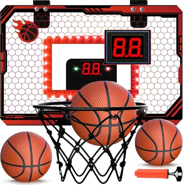 Indoor Mini Kids Basketball Hoop with LED Scoreboard – Great Birthday Gift