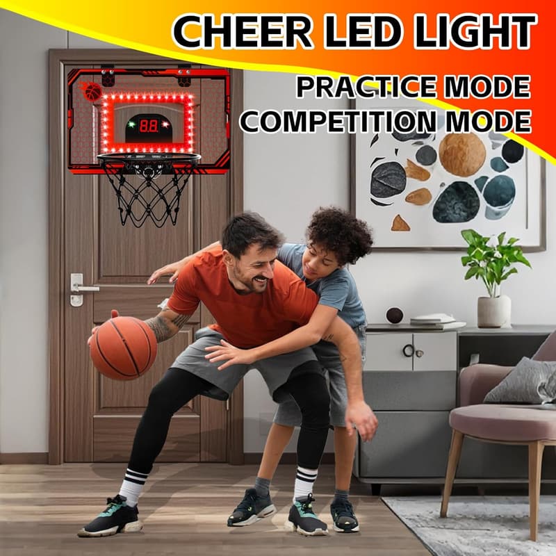 Indoor Mini Kids Basketball Hoop with LED Scoreboard – Great Birthday Gift