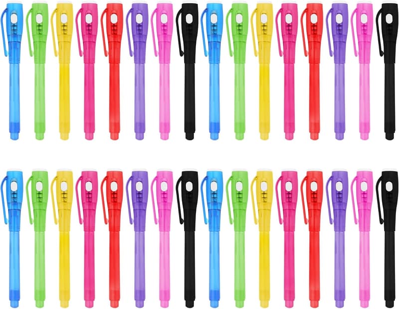 Invisible Ink Pens with UV Light - 32 PCS Spy Pens for Kids