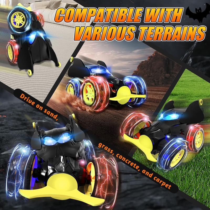 360° Rotating 4WD RC Stunt Car for Boys, LED Lights