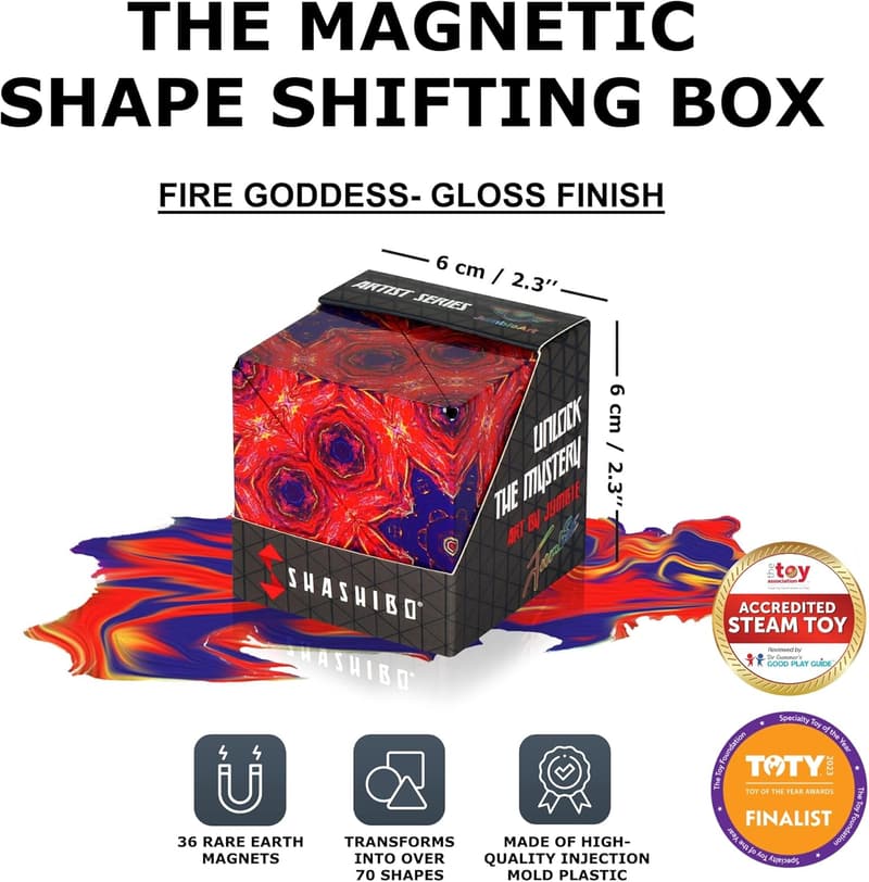STEM Magnetic Fidget Cube - SHASHIBO Shape Shifting Toy (Fire Goddess)