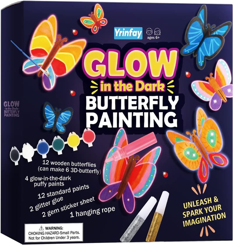 Glow in the Dark Butterfly Painting Kit for Kids Ages 6-12