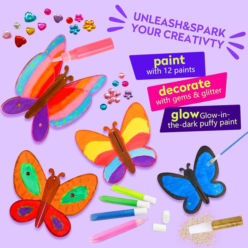 Glow in the Dark Butterfly Painting Kit for Kids Ages 6-12