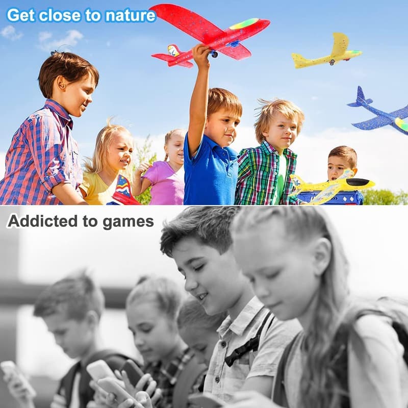 Outdoor LED Foam Airplane Launchers - 3-Pack for Kids
