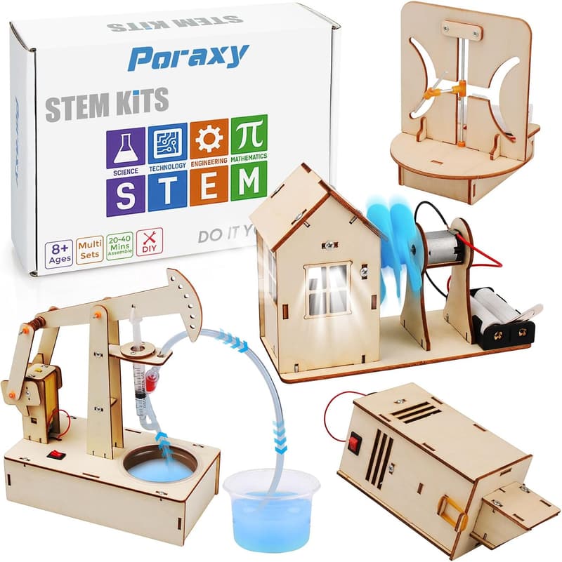 STEM Building Kits for Kids 8-13 - 4 Wooden 3D Puzzles
