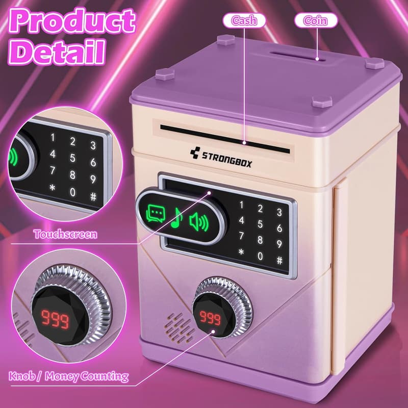 Kids' Touchscreen Piggy Bank - Electronic Money Saving Box