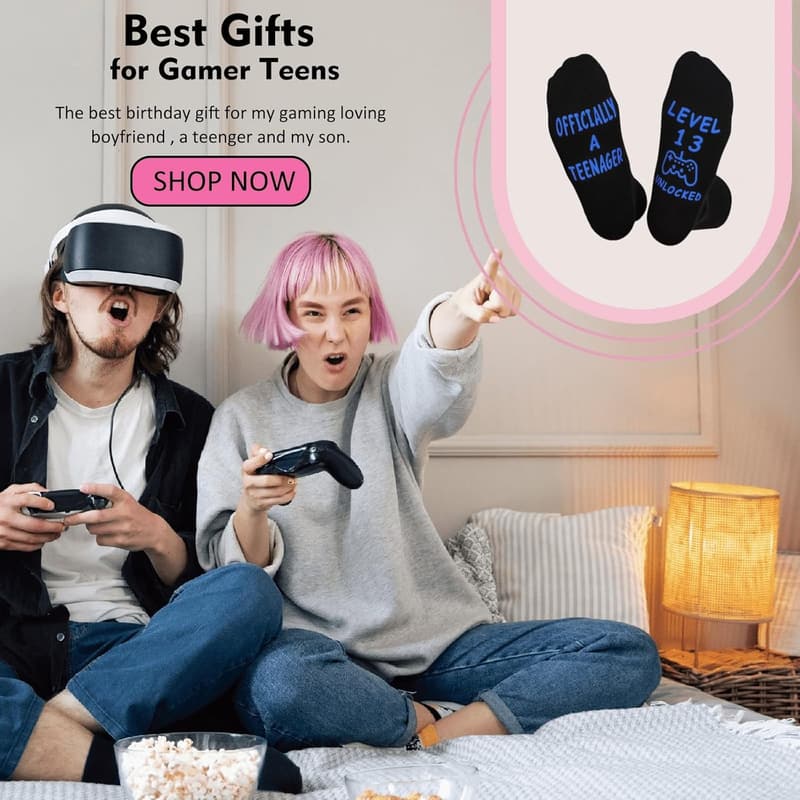13th Birthday Gamer Socks for Boys & Girls - Funny Design