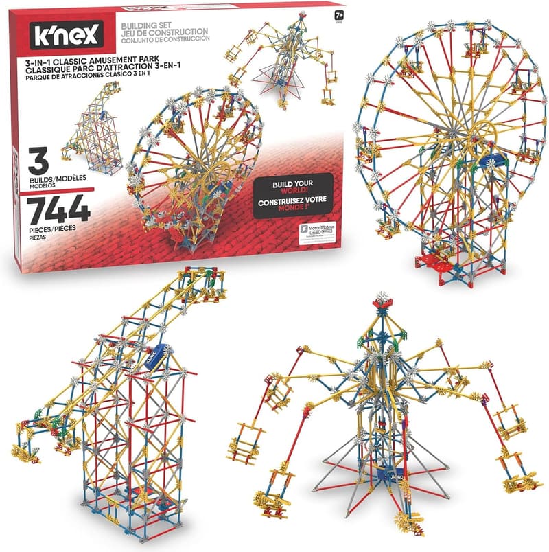 K'NEX 3-in-1 Motorized Amusement Park Building Set for Kids