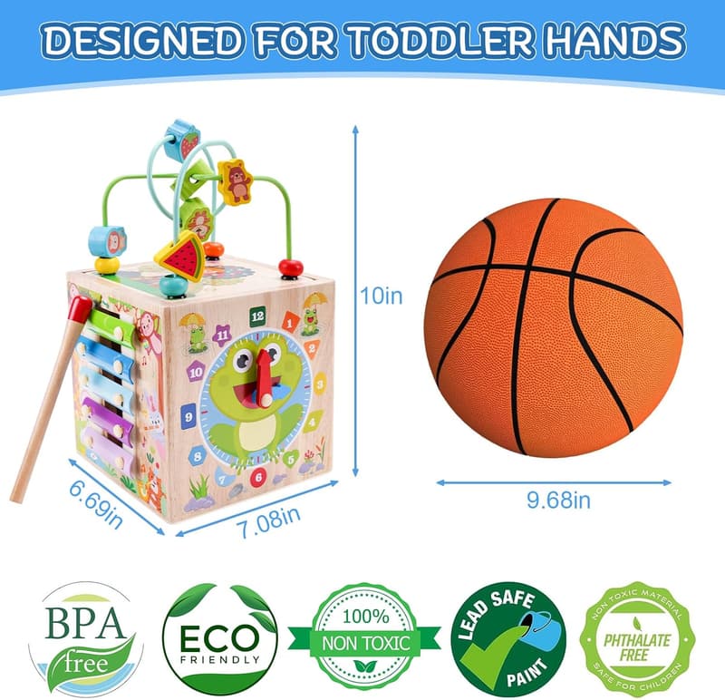 Montessori Wooden Activity Cube - Educational Toy for Toddlers