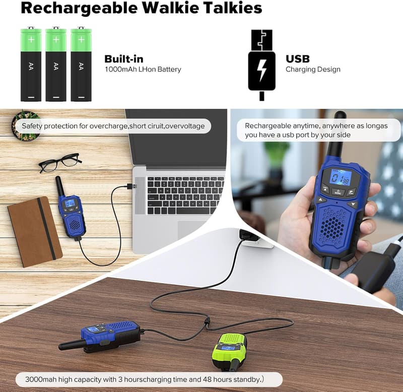 Long Range Walkie Talkies for Camping – 3 Two-Way Radios