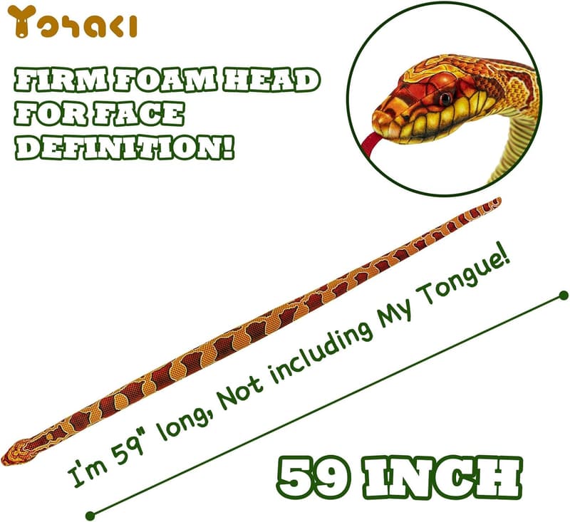 Giant 59'' Saffron Snake Plush Cuddle Toy for Kids
