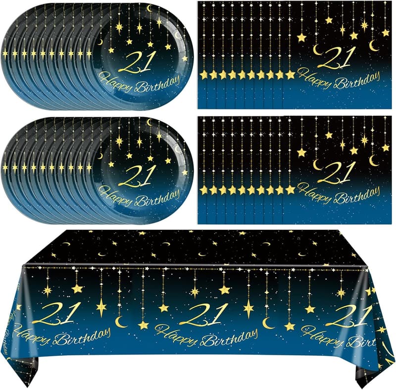 21st Birthday Starry Sky Tableware Set - 41 Pcs