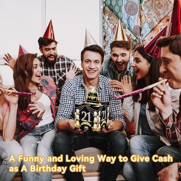21st Birthday Black Gold Cash Gift Box Decor