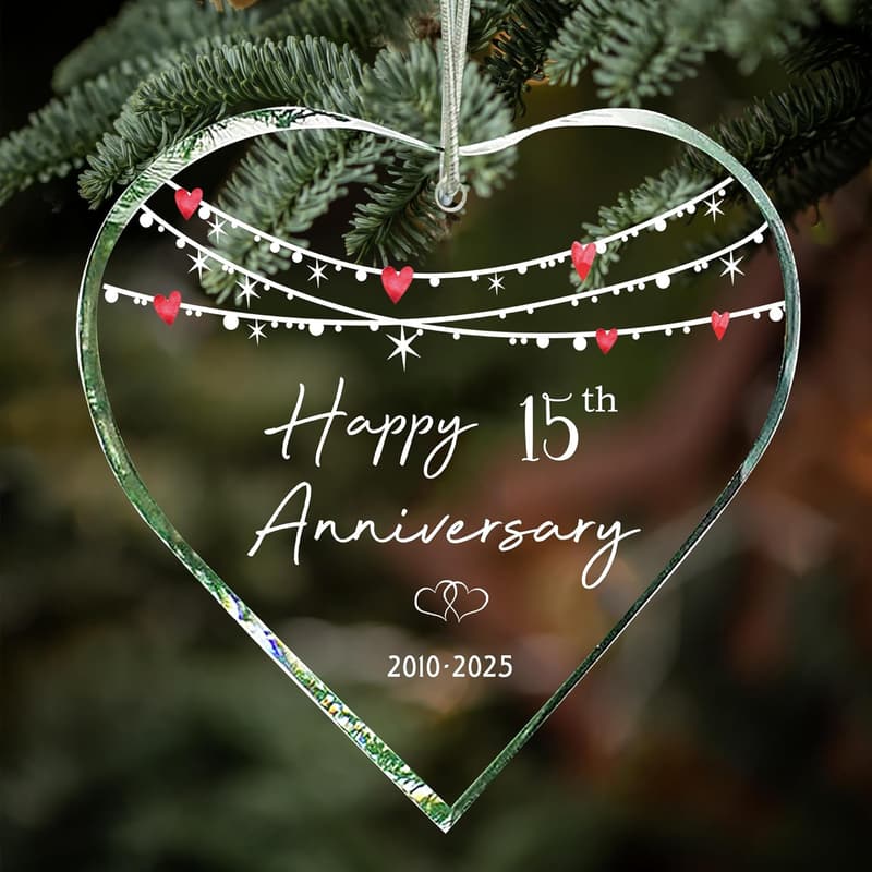 15th Anniversary Couples Ornament for Parents - 2025 Decor