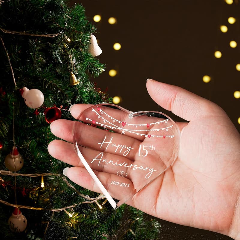 15th Anniversary Couples Ornament for Parents - 2025 Decor