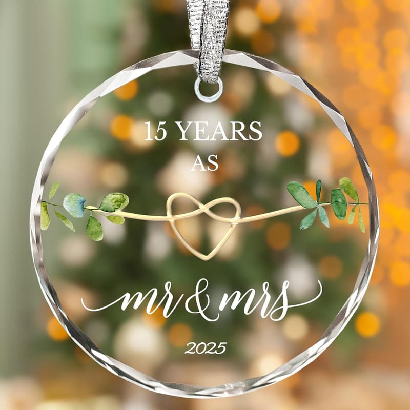15th Anniversary Crystal Ornament for Couples