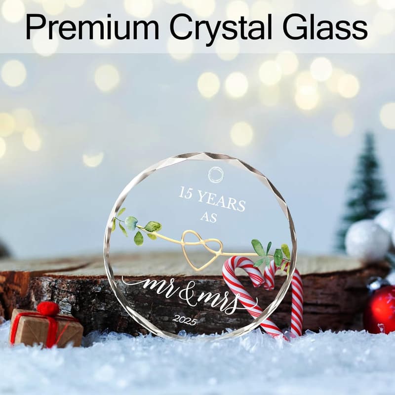 15th Anniversary Crystal Ornament for Couples