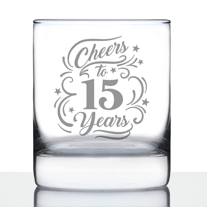 15th Anniversary Whiskey Rocks Glasses - 10.25 Oz for Couples