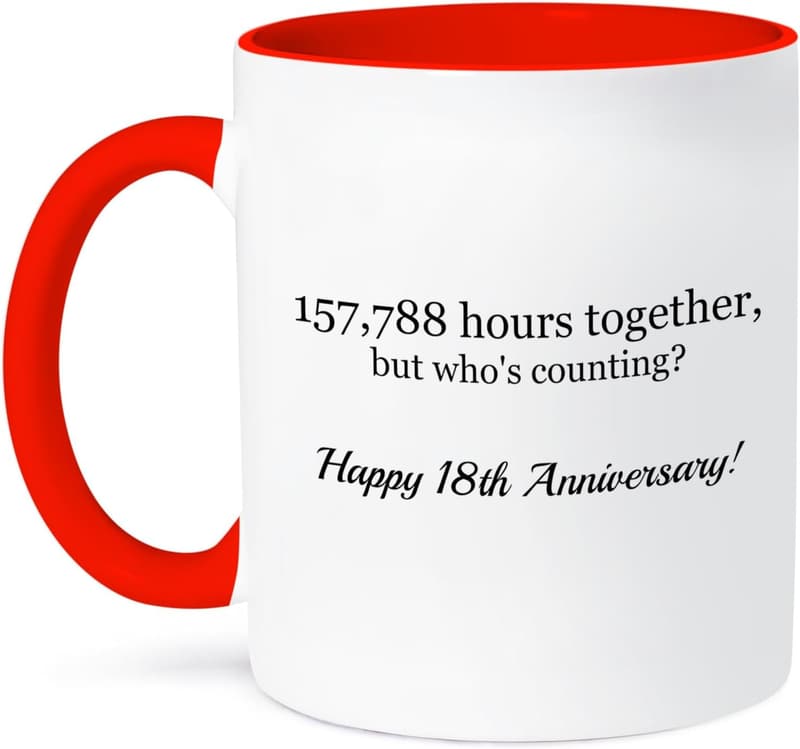 Happy 18th Anniversary Ceramic Mug, Red, 11 oz
