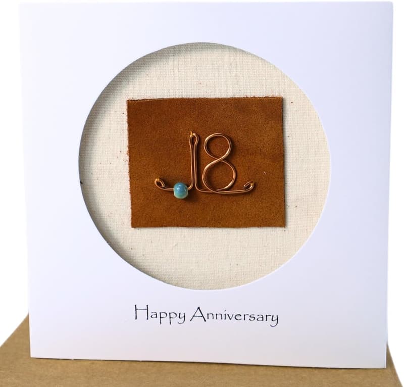 18th Anniversary Handmade Porcelain Card for Couples