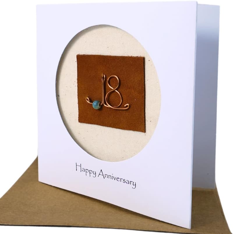 18th Anniversary Handmade Porcelain Card for Couples