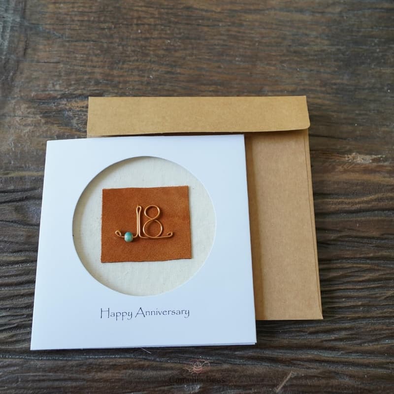 18th Anniversary Handmade Porcelain Card for Couples