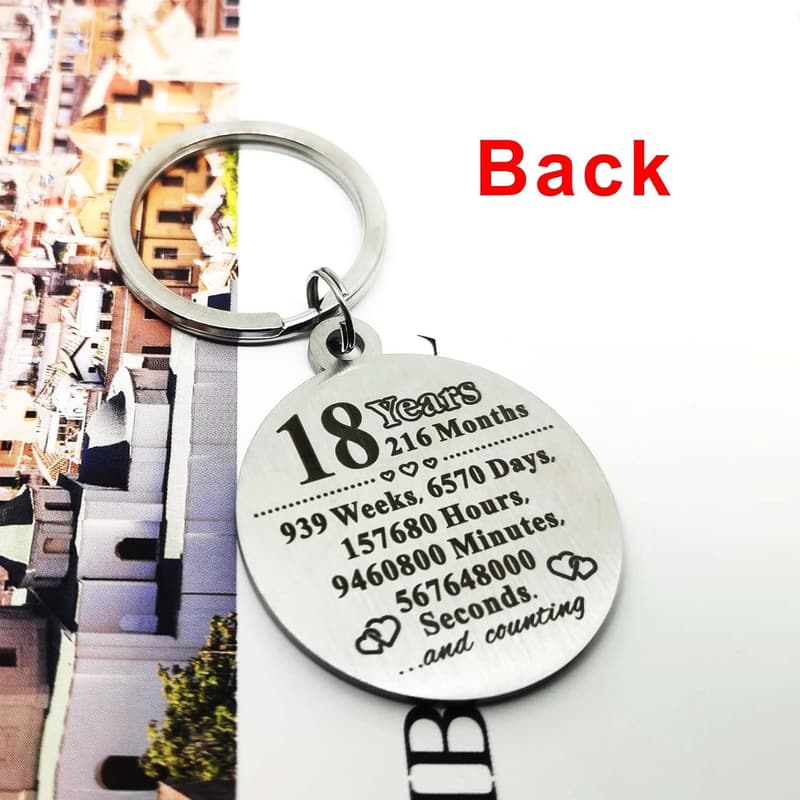 18th Anniversary Steel Keychain Gift for Couples