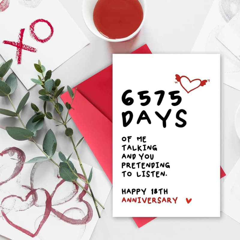 18th Anniversary Card for Couples - Unique Card Gift Idea