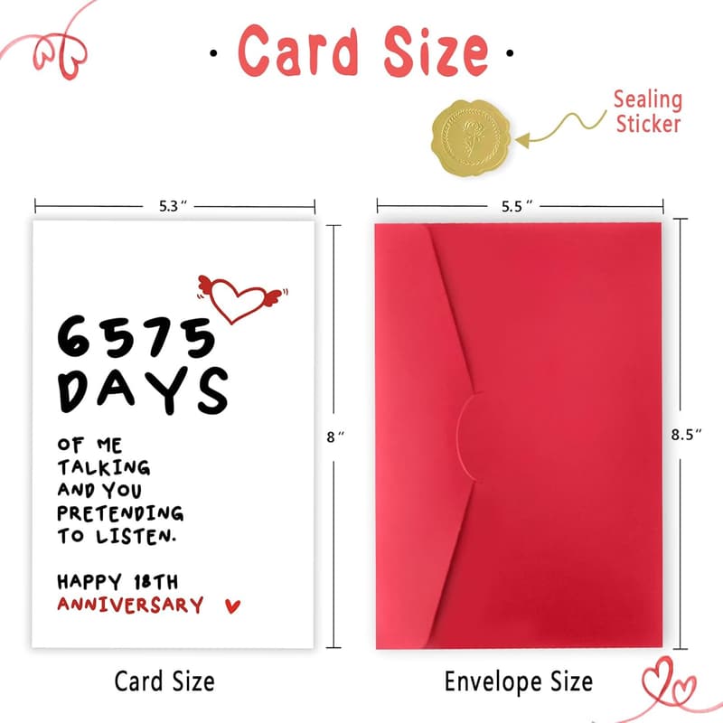 18th Anniversary Card for Couples - Unique Card Gift Idea