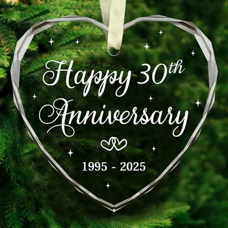 30th Anniversary Glass Ornament - Gift for Couples