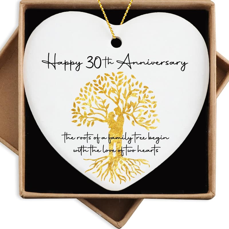 30th Anniversary Heart Keepsake Plaque for Couples
