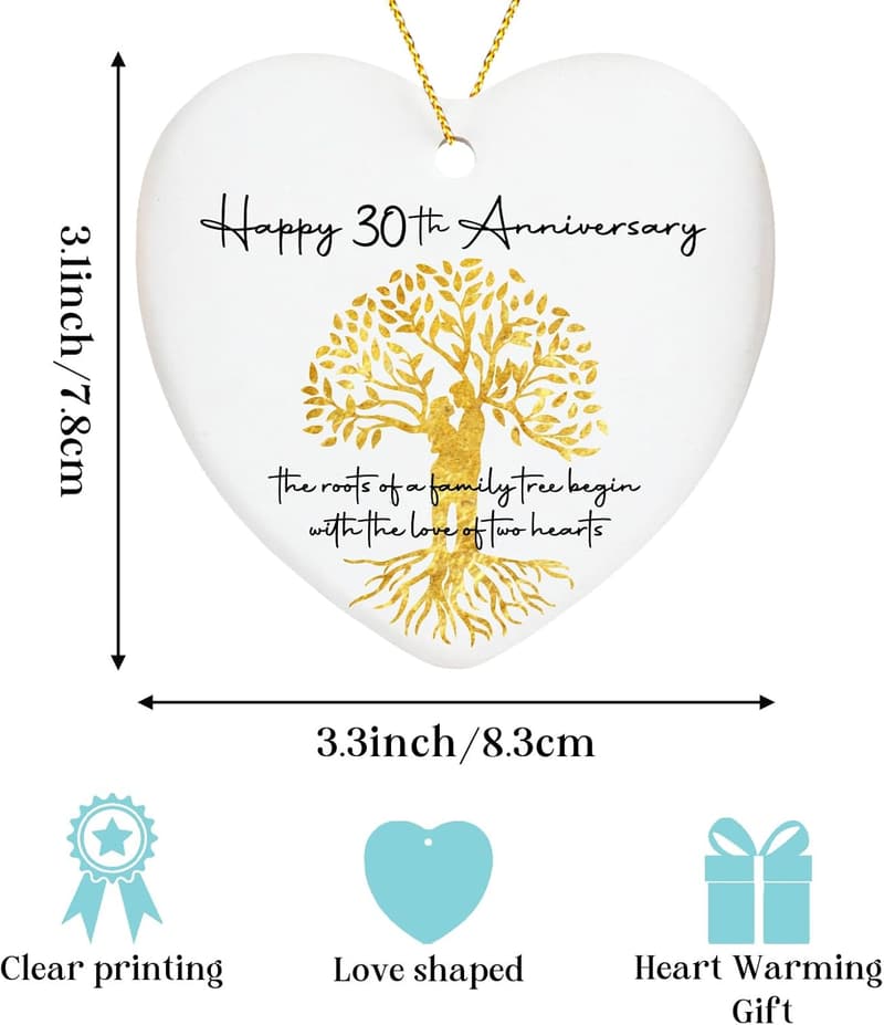 30th Anniversary Heart Keepsake Plaque for Couples