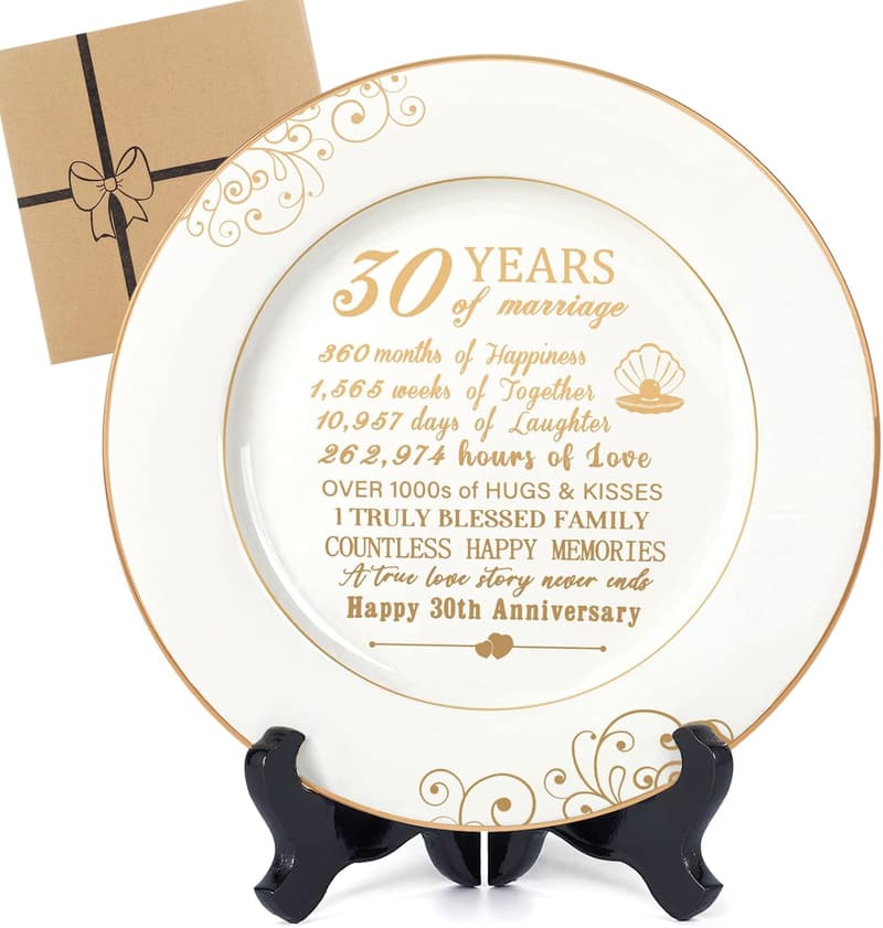 30th Anniversary Ceramic Plate with 24k Gold Foil